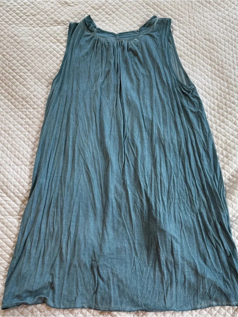Umgee Light Blue Sleeveless Denim-Style Dress with Lace Trim - Picture 6 of 11